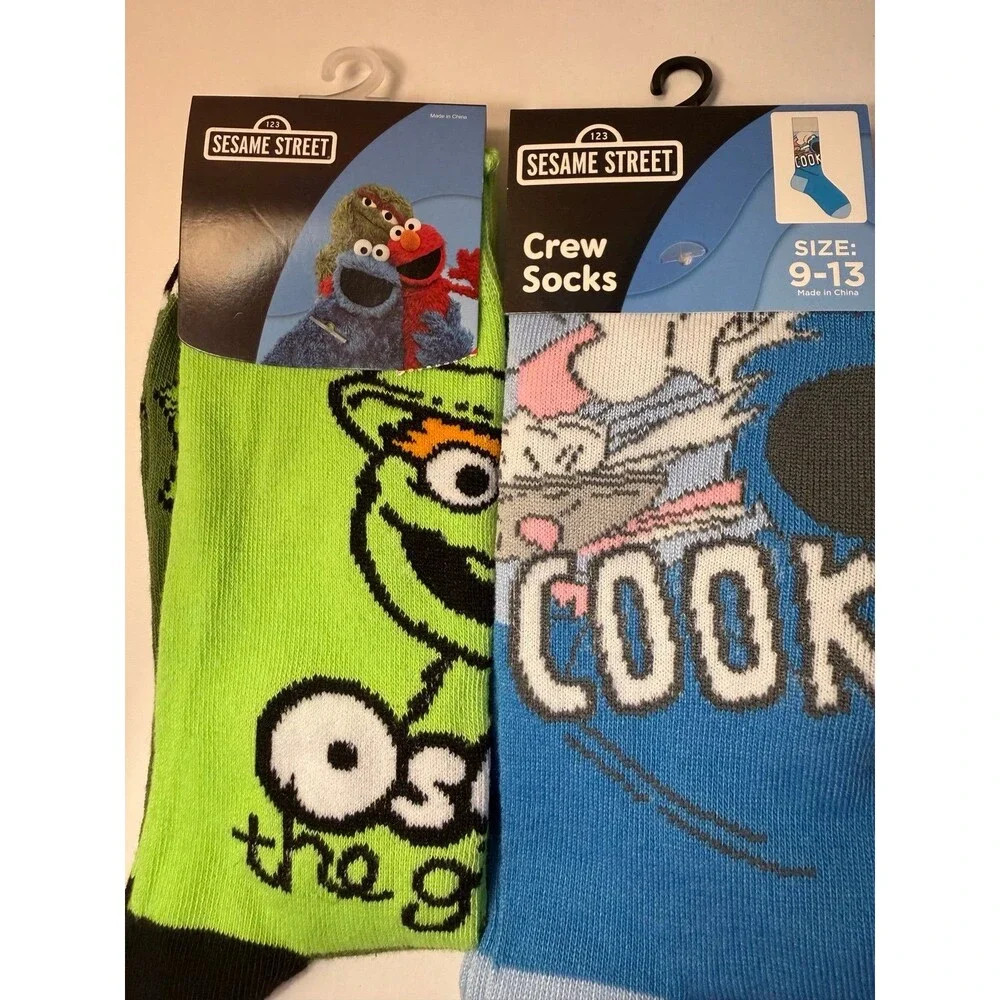 Sesame Street Character Novelty Crew Socks Cookie Monster Oscar Grouch